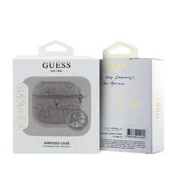 Airpods 4 tartó: Guess Script PC/PU pink Charm tok, medállal-2