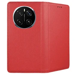 Honor Magic7 Pro telefontok - piros mágneses szilikon keretes könyvtok-2