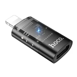Hoco UA36A adapter - Lightning / Type-C (USB-C) - OTG adapter, átlátszó/fekete ﻿-2