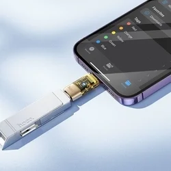 Hoco UA36A adapter - Lightning / Type-C (USB-C) - OTG adapter, átlátszó/arany ﻿-2