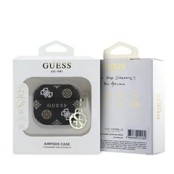 Airpods 4 tartó: Guess Script PC/PU fekete Charm tok, medállal-2