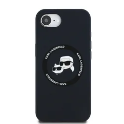 Telefontok iPhone 16e - Karl Lagerfeld és Choupette - MagSafe kompatibilis fekete hátlap tok-2