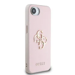 Telefontok iPhone 16e - Guess Grained 4G Metal Logo - pink hátlap tok-3
