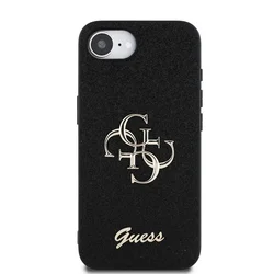 Telefontok iPhone 16e - Guess Fixed Glitter 4G Metal Logo - fekete hátlap tok-2