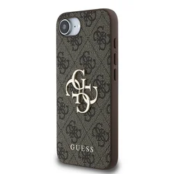 Telefontok iPhone 16e - Guess 4G Metal Logo - barna hátlap tok-1