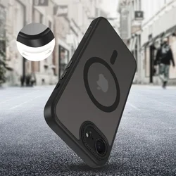 iPhone 16e telefontok - Tech- Protect MagCam - MagSafe kompatibilis áttetsző műanyag hátlap tok, fekete szilikon kerettel, mágneses kameravédővel-3