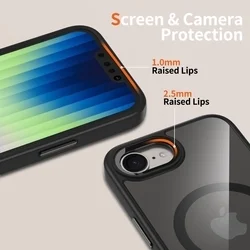 iPhone 16e telefontok - Tech-Protect Magmat - MagSafe kompatibilis átlátszó műanyag hátlap tok, fekete szilikon kerettel-2