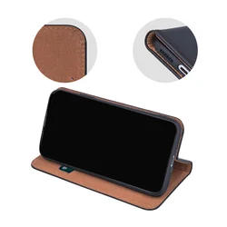 Telefontok iPhone 16e - Eredeti bőr Smart fekete mágneses szilikon keretes könyvtok-4