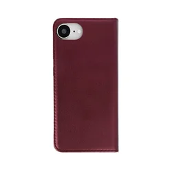 iPhone 16e telefontok - Smart Magnetic burgundi szilikon keretes mágneses könyvtok ﻿-2