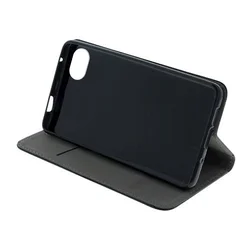 iPhone 16e telefontok - Smart Magnetic fekete szilikon keretes mágneses könyvtok-4