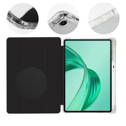 Honor Pad X8a (11,0 coll) tablettok - fekete smart case tablet tok, áttetsző hátlappal-1