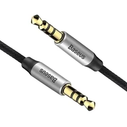 Baseus Yiven M30 kábel - fekete 3.5mm jack-jack audio szövet kábel, 1m-3