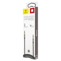 Baseus Yiven M30 kábel - fekete 3.5mm jack-jack audio szövet kábel, 1m-5