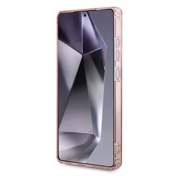 Samsung Galaxy S25 Ultra telefontok - Guess Classic Logo strasszokkal - pink átlátszó MagSafe kompatibilis hátlap tok-5