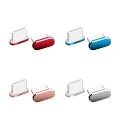 Porvédő kupak - Type-C (USB-C) csatlakozóba - piros/kék/pink/ezüst, műanyag (4db)-1