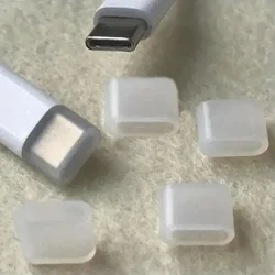Kiegészítő tartozék: Porvédő kupak - Type-C (USB-C) csatlakozóra - fehér/áttetsző, szilikon (5db)-1