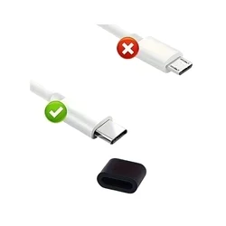 Porvédő kupak - Type-C (USB-C) csatlakozóra - fekete, szilikon (5db)-2