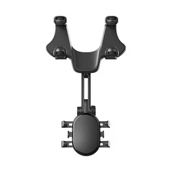 Univerzális, visszapillantó tükörre helyezhető, állítható, telefonttartó - fekete-2