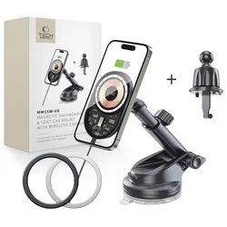 Tech-Protect MM15W-V6 - szellőzőrácsra / műszerfalra rögzíthető, MagSafe kompatibilis autós telefontartó/töltő, fekete-7