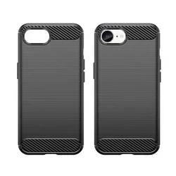 iPhone 16e telefontok - Carbon Fiber - fekete szilikon hátlap tok-1