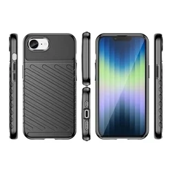 Telefontok iPhone 16e - Thunder fekete ütésálló szilikon hátlap tok-1