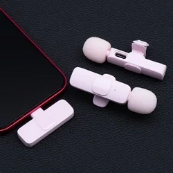 Lavalier K1 - 2db vezeték nélküli csíptethető mikrofon + Type-C (USB-C) vevőegység, pink-2