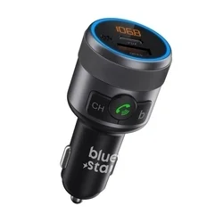 Transzmitter: Bluestar C81- autós FM/Bluetooth transzmitter + USB / Type-C (USB-C) autós töltő, fekete, 42W-3