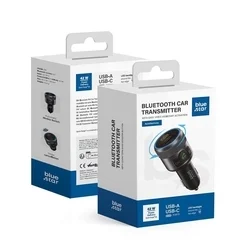 Transzmitter: Bluestar C81- autós FM/Bluetooth transzmitter + USB / Type-C (USB-C) autós töltő, fekete, 42W-7
