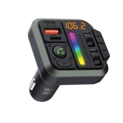 Transzmitter: Bluestar AutoBeat MT04B - autós FM/Bluetooth transzmitter + USB / Type-C (USB-C) autós töltő, fekete, 20W-2