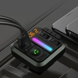 Transzmitter: Bluestar AutoBeat MT04B - autós FM/Bluetooth transzmitter + USB / Type-C (USB-C) autós töltő, fekete, 20W-4