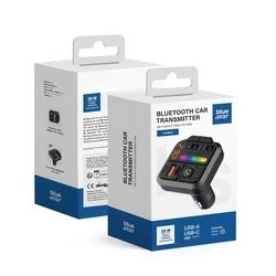 Transzmitter: Bluestar AutoBeat MT04B - autós FM/Bluetooth transzmitter + USB / Type-C (USB-C) autós töltő, fekete, 20W-5