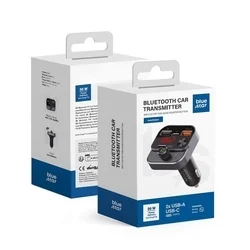 Transzmitter: Bluestar AutoStream BT84B - USB-s autós FM/Bluetooth transzmitter + USB / Type-C (USB-C) autós töltő, fekete, 30W-5