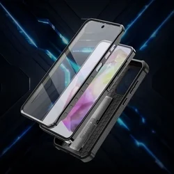 Telefontok Samsung Galaxy A36 5G - Tech- Protect Kevlar Pro- átlátszó előlap + plexi fekete hátlapi 360°-os tok , kitámasztható-2