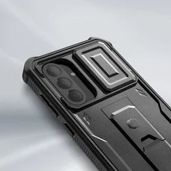 Telefontok Samsung Galaxy A56 5G - Tech- Protect Kevlar Pro- átlátszó előlap + plexi fekete hátlapi 360°-os tok , kitámasztható-1
