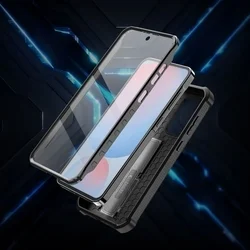 Telefontok Samsung Galaxy A56 5G - Tech- Protect Kevlar Pro- átlátszó előlap + plexi fekete hátlapi 360°-os tok , kitámasztható-3