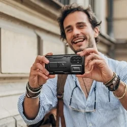 Telefontok Samsung Galaxy A56 5G - Tech- Protect Kevlar Pro- átlátszó előlap + plexi fekete hátlapi 360°-os tok , kitámasztható-6