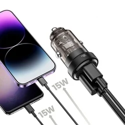 Autós töltő Tech- Protect CC30W - szivartöltő fej, USB / Type-C (USB-C), 30W, fekete/átlátszó-1