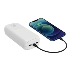 Powerbank: Rebeltec P30 - 2XUSB / Type-C (USB-C) 30000 mAh, fehér powerbank, LED kijelzővel-4