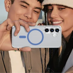 Samsung Galaxy A56 5G telefontok - Drop Glue - MagSafe kompatibilis átlátszó/kék hátlap tok-1