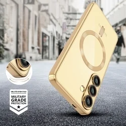 Samsung Galaxy A36 5G telefontok - Tech-Protect Magflex - MagSafe kompatibilis átlátszó hátlap tok, arany szilikon kerettel-3