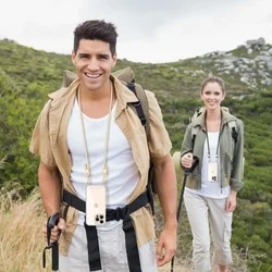 iPhone 16e telefontok - Tech-Protect Flexair Chain - MagSafe kompatibilis átlátszó műanyag hátlap tok + arany/fekete nyakba akasztó-4