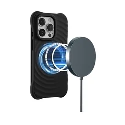 iPhone 15 Pro telefontok - Pastel Wave - MagSafe kompatibilis fekete szilikon hátlap tok-3