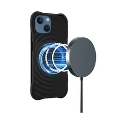 iPhone 14 telefontok - Pastel Wave - MagSafe kompatibilis fekete szilikon hátlap tok-3