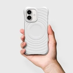 iPhone 16 telefontok - Pastel Wave - MagSafe kompatibilis fehér szilikon hátlap tok-4