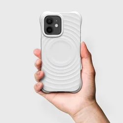 iPhone 12 telefontok - Pastel Wave - MagSafe kompatibilis fehér szilikon hátlap tok-4