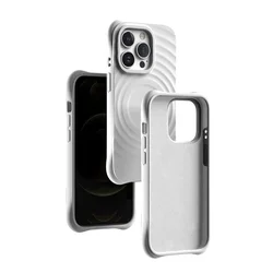 iPhone 14 Pro telefontok - Pastel Wave - MagSafe kompatibilis fehér szilikon hátlap tok-3