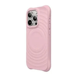 iPhone 15 Pro telefontok - Pastel Wave - MagSafe kompatibilis pink szilikon hátlap tok-3