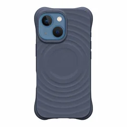 iPhone 14 telefontok - Pastel Wave - MagSafe kompatibilis szürkéskék szilikon hátlap tok-1