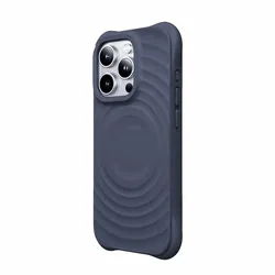 iPhone 12 Pro telefontok - Pastel Wave - MagSafe kompatibilis szürkéskék szilikon hátlap tok-3