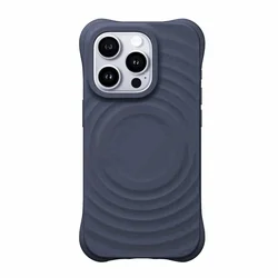 iPhone 15 Pro telefontok - Pastel Wave - MagSafe kompatibilis szürkéskék szilikon hátlap tok-1